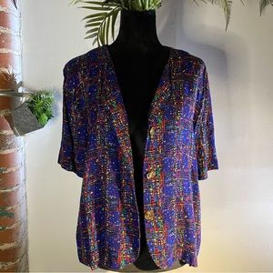 Vintage Multicolor Short Sleeve Blazer Size L